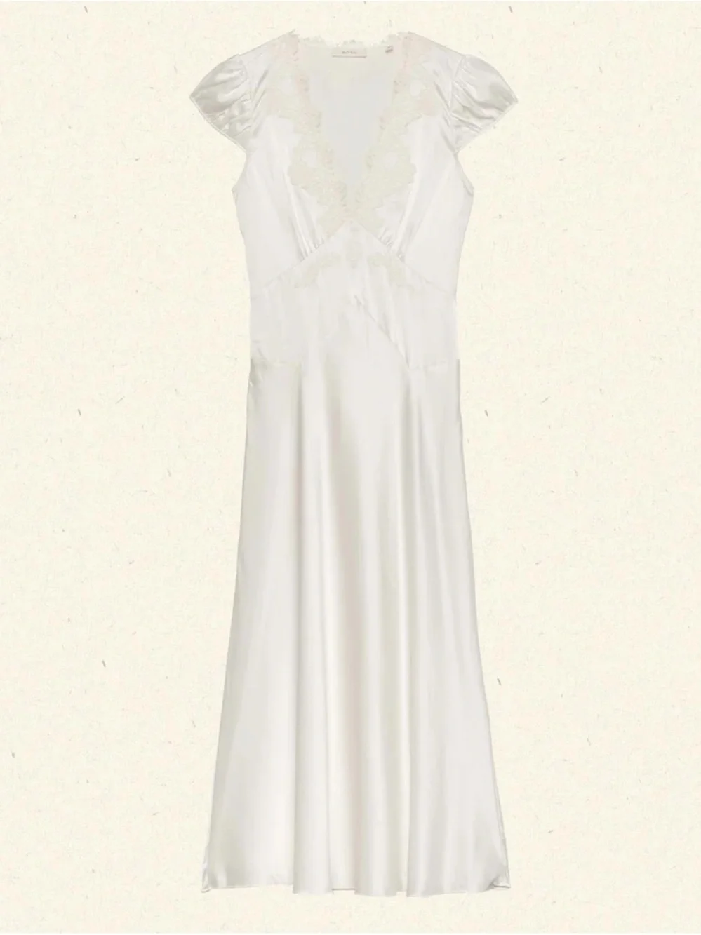 Doen Ivory Satin Midi Dress with Lace Trim - Picture 5 of 7